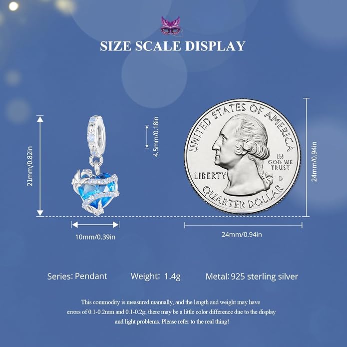 NINGAN 925 Sterling Silver Charm Golden Love Charm Buckle Safety Chain Travel Bead Firefly Dragonfly Pendant, Suitable for Women Bracelet and Necklace as Gift from Mom and Friends