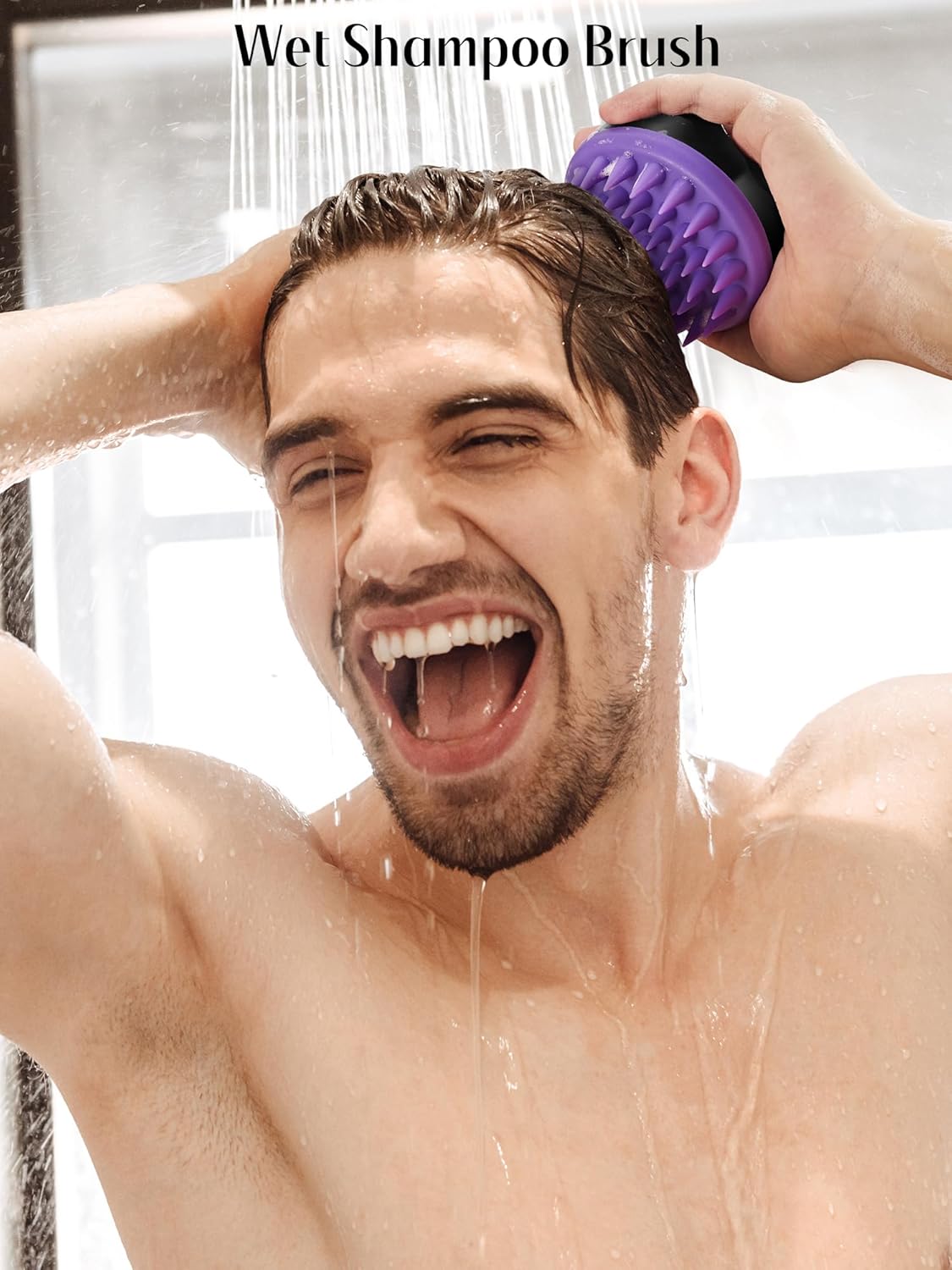 HEETA Scalp Massager with Soft Silicone Bristles - Removes Dandruff, Relieves Itching, Shampoo Brush for Hair Care & Scalp Relaxation (Black & Dark Purple)