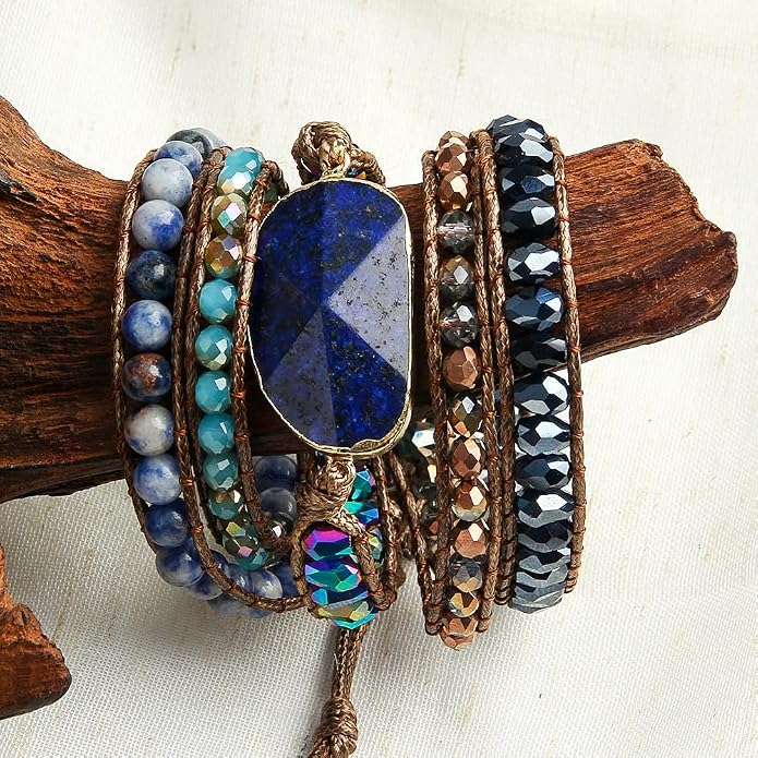 Women Wrap Bracelets Boho Natural Stone Jasper Turquoises Strand Bracelet Jewelry Collection