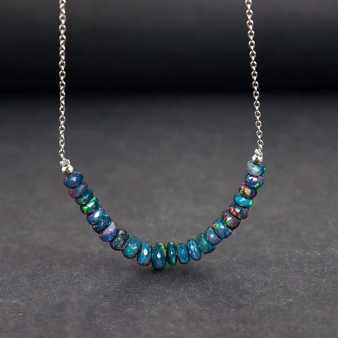 Natural Gemstone Pendant Necklace for Women Handmade Birthstone Healing Crystal Jewelry Chain 20" Stone Birthday Christmas Wedding Gifts for Her