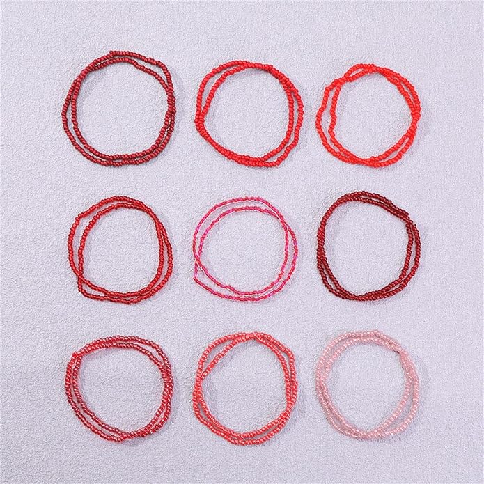 Fuqimanman2020 18Pcs Boho Stackable Beaded Bracelets for Women Colorful Handmade Multilayered Rice Beads Anklets Set Summer Beach Bohemian Jewelry Gift