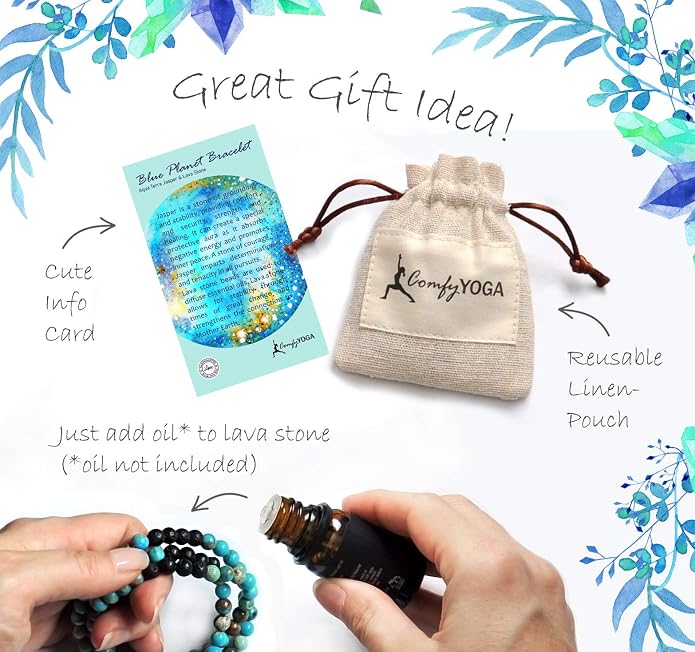 Comfy Yoga - Essential Oil Bracelet - Aromatherapy Bracelet - Lava Stone Bracelet or Necklace - Handmade Yoga Jewelry - Oil Diffuser Wrap Bracelet - Gift for Women