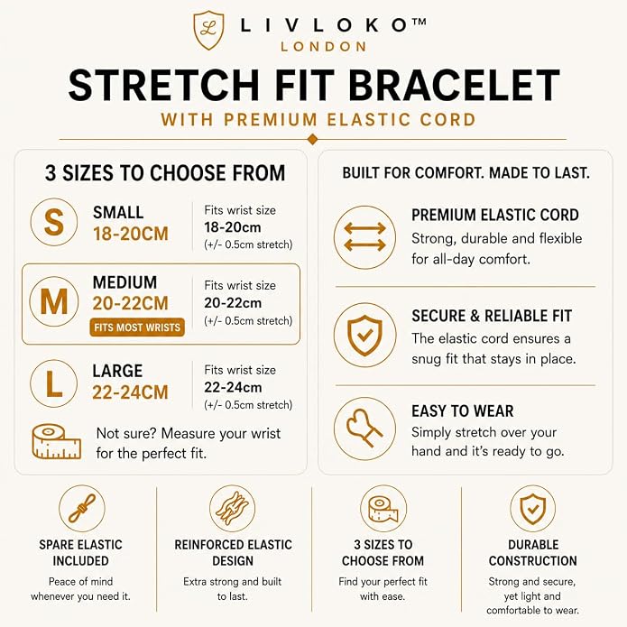 LONDON Mens Bracelet Leather Black Multi-Layer Stone Beads Adjustable Steel Clasp Viking Rope Bands Surfer Man Wristband Male UK Jewellery Gift box Boyfriend Dad Son Brother Tiger Eye