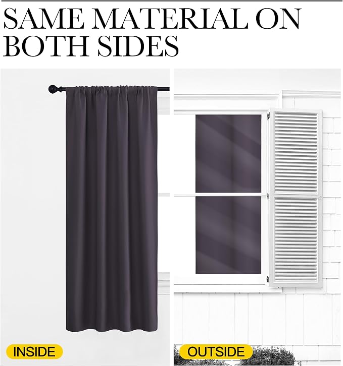 NICETOWN Blackout Curtains Window Draperies, Greyish Purple, Set of 2, 70 by 95 inches Long, Window Treatment Thermal Insulated Solid Room Darkening Drapes for Bedroom