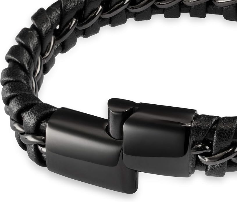 SERASAR Premium Leather Bracelet Men | Stainless Steel Magnetic Clasp | Three Colors | Jewelry Box Included
