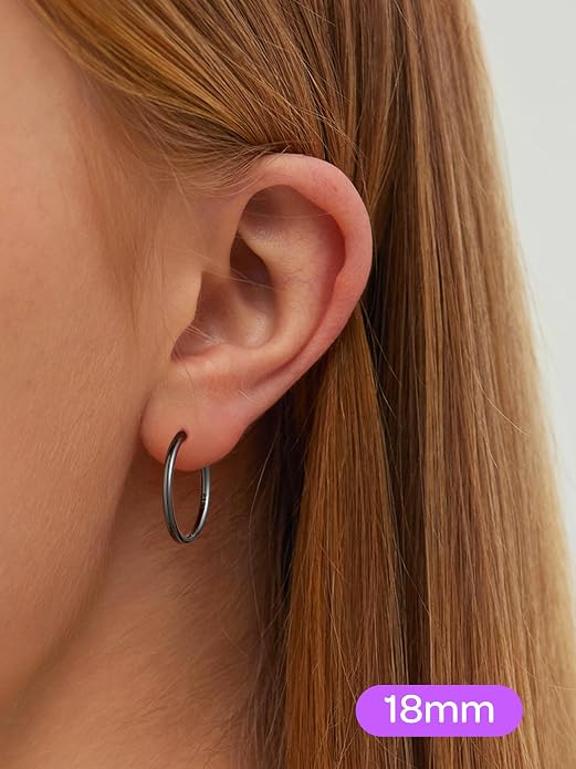 ChicSilver Sterling Silver Hoop Earrings for Women Hypoallergenic 925 Sterling Silver Huggie Earrings for Women Dainty Earring (8/10/12/14/16/18/20MM)
