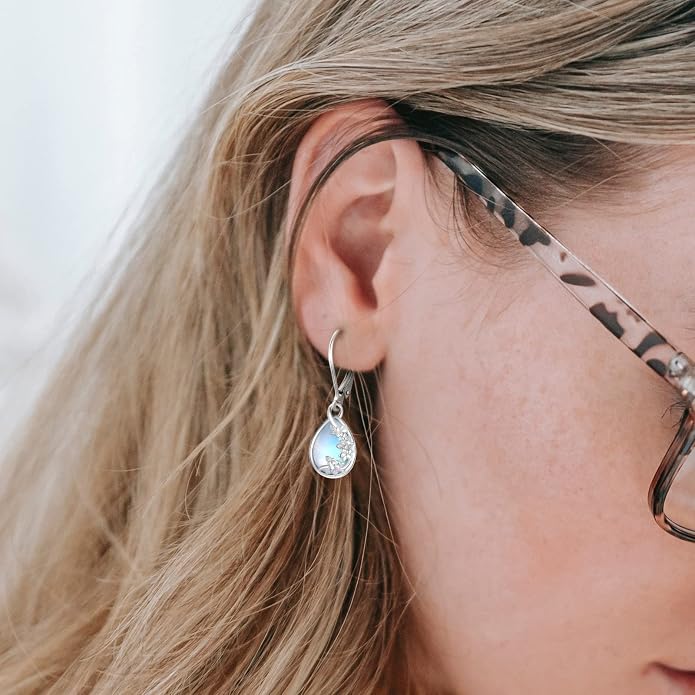 Dangle Earrings Sterling Silver Moonstone/Turquoise/CZ/Crystal Earrings for Women Tree of Life Animal Filigree Leverback Earrings Jewelry Gifts