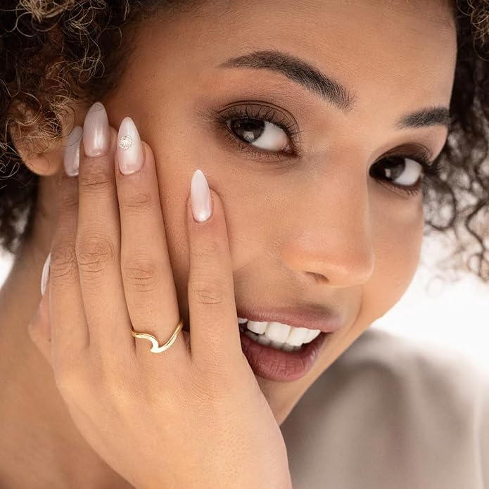 14K Gold Vermeil Ring for Women, Minimalist Stackable Band, 925 Sterling Silver Statement & Everyday Jewelry, Gifts for Women