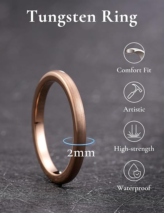 King Will Wedding Band for Men Women, 2/4/6/7/8mm Domed Matte Brushed Tungsten Carbide Rings, Solid/Dual Color Engagement Rings, Comfort Fit