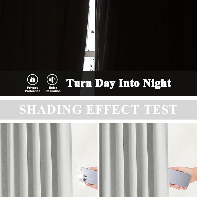 Vision Home Light Grey Pinch Pleated Full Blackout Curtains Linen Blended Room Darkening Curtain Panels 120 inch for Living Room Bedroom Thermal Insulated Pinch Pleat Drapes with Hooks 40" Wx120 Lx2