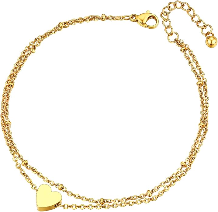 ChainsPro Anklets for Women Waterproof, Adjustable Stainless Steel/ Sterling Silver/14K Gold Plated Ankle Bracelets for Women, Non Tarnish Layered Anklets Beach Jewelry Gifts for Swimming & Daily Wear (Send Gift Box)