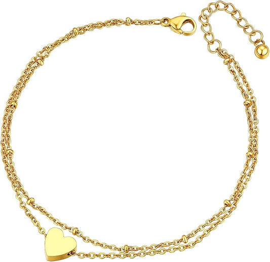 ChainsPro Anklets for Women Waterproof, Adjustable Stainless Steel/ Sterling Silver/14K Gold Plated Ankle Bracelets for Women, Non Tarnish Layered Anklets Beach Jewelry Gifts for Swimming & Daily Wear (Send Gift Box)