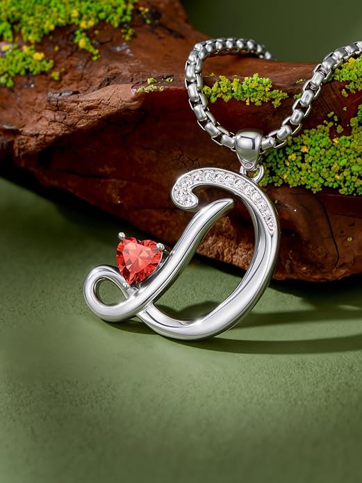Birthday Gifts for Women Alphabet A to Z Initial Birthstone Pendant Necklaces for Women - 18k White Gold Plated Personalized Name Jewelry Anniversary Graduation Gifts for Wife Her Daughter Girlfriend(with Gift Box)