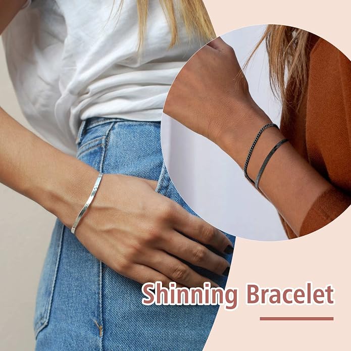 FindChic Elegant Herringbone Snake Chain Anklets/Bracelets 3MM/5MM Width Stainless Steel/18K Gold/Rose Gold Plated/Black 4 Color Options, 8.3'' 8.5'' 10.5'' Length, with Gift Box