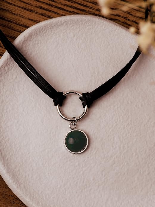 Sacina O Ring Crystal Choker, Black Choker, Boho Hippie Necklace, Gothic Necklace, Christmas Jewelry Gift for Women