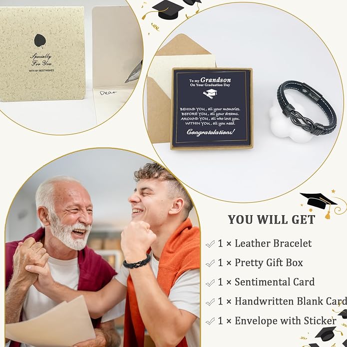 Gifts for Men Infinity Leather Bracelet for Dad New Daddy Husband Boyfriend Son Grandson Brother Nephew Uncle Black Braided Engraved Leather Jewelry Gifts for Fathers Day Birthday Christmas