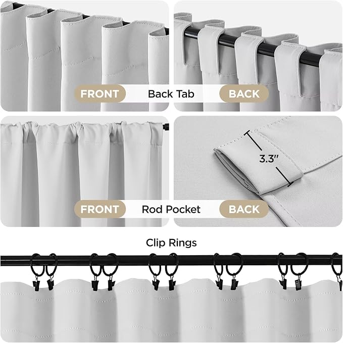 Joydeco 90 Inch 60% Blackout White Curtains 2 Panels,Elegant Soft Sheer Curtains for Bedroom,Thermal Insulated Black Out Drapes for Living Room,Rod Pocket Back Tab Drapes(W52 x L90 Inch,Greyish White)