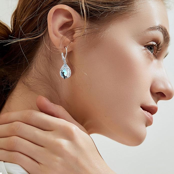Aniu Tree of Life Earrings for Women Turquoise Malachite Teardrop Dangle Earrings for Women Sterling Silver Anniversary Birthday Drop Dangle Earrings Jewelry Gifts