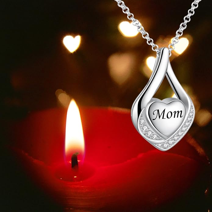 Cremation Jewelry 925 Sterling Silver Teardrop Urn Necklace for Ashes Heart Shape Memorial Keepsake Pendant for Human Ashes for Women Gift
