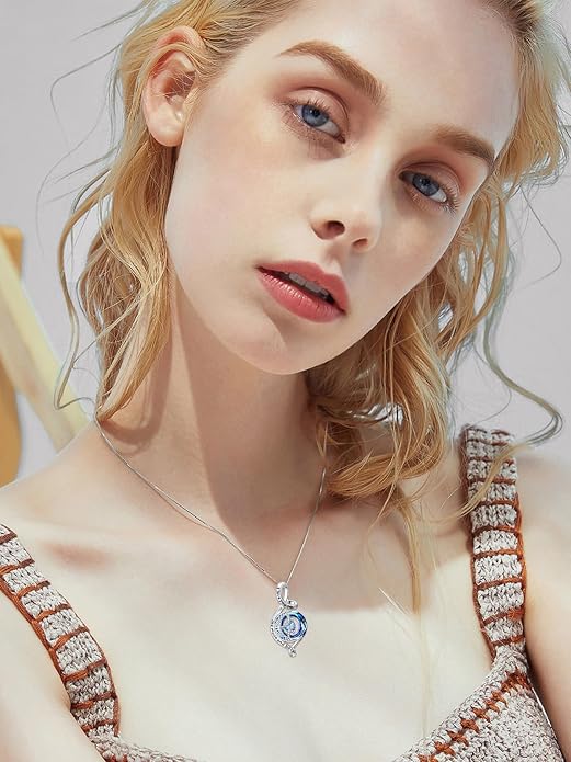 OCJ Birthstone Necklace for Women 925 Sterling Silver Moon and Star Pendant Infinity Celtic Moon Crystal Jewelry Anniversary Birthday Christmas Gift for Her Wife Girlfriend Mom Daughter