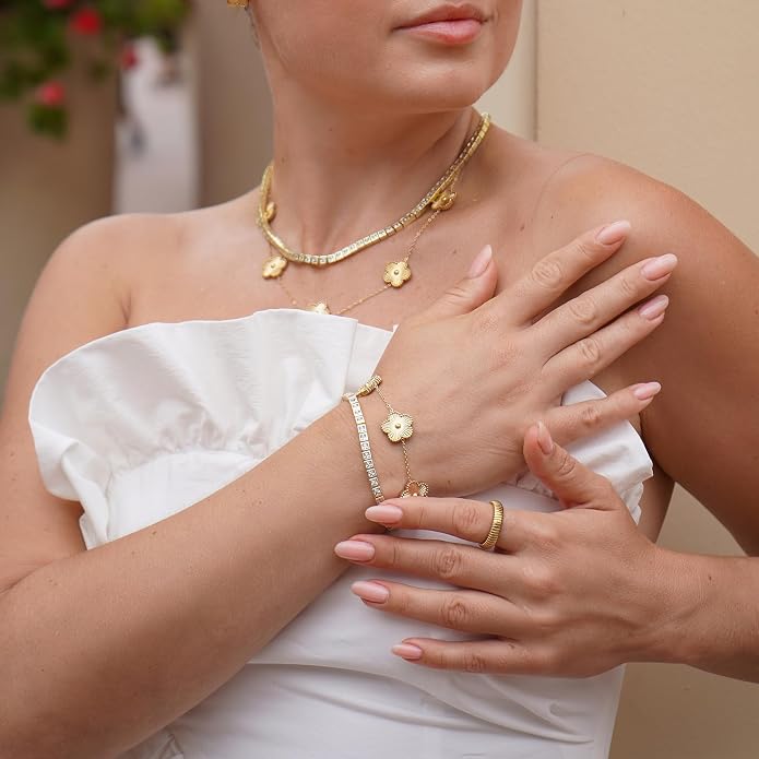 CIUNOFOR 14K Gold Plated Statement Rings, Stainless Steel Stackable Band Ring for Women, 0.2" Wide, Fit Size 6 to 9