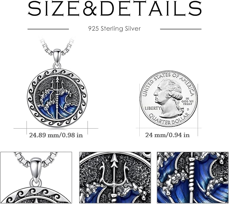 Poseidon/Athena/Apollo/Valhalla/Norse Viking Necklace 925 Sterling Silver Pendant Necklace for Men Greek/Norse Viking Amulet Jewelry Gifts