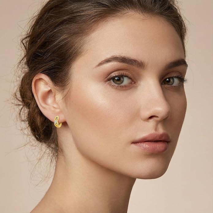 Gold Dainty Hoop Earrings for Women Hypoallergenic Lightweight 14K Gold Huggie Earrings Jewelry Valentines Day Gifts for Wife Girlfriend Her