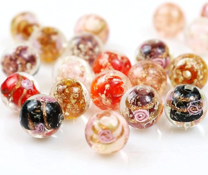 Artsy Crafts 20 Pcs Assorted Glow in The Dark Firefly Beads 12mm European Lampwork Luminous Glass Beads for Jewelry Making Charm Bracelet Necklace Earrings Crafts (Red Series 20pcs)