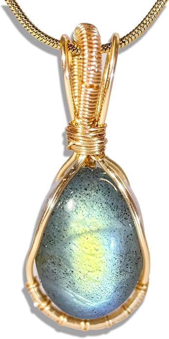 Natural Faceted Labradorite Pendant Necklace – Unique Stone of Magic & Transformation, Iridescent Flash Gemstone Jewelry, Handmade Healing Crystal Gift for Women, Birthday, Anniversary, Spiritual Awakening & Intuition