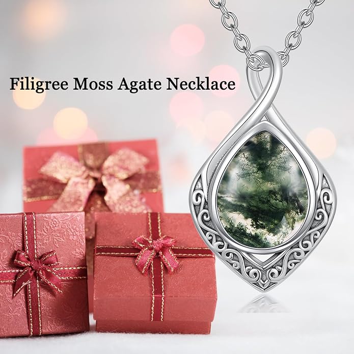 PELOVNY Celtic Knot Necklaces for Women 925 Sterling Silver Gemstone/Birthstone Teardrop Infinity Necklace Irish Celtic Pendant Jewelry Gifts for Mom Daughter Wife
