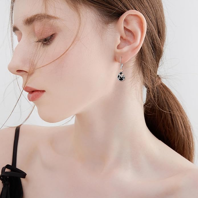 AOBOCO Teardrop Dangle Earrings for Women 925 Sterling Silver Moonstone Flower Filigree Leverback Jewelry Birthday