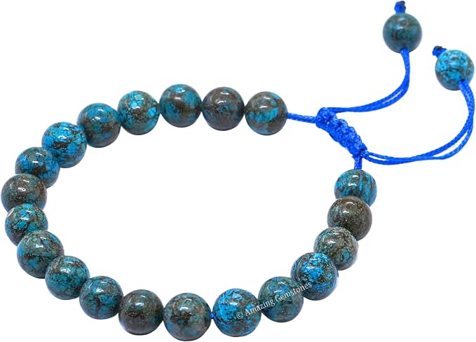 Amazing Gemstone Sea Pattern Bracelet, Gifts for Men & Women - Protection Healing Crystal Bracelet - 8mm Gemstone Beaded Adjustable Bracelet, Pulseras para Hombres Mujer Stocking Stuffers