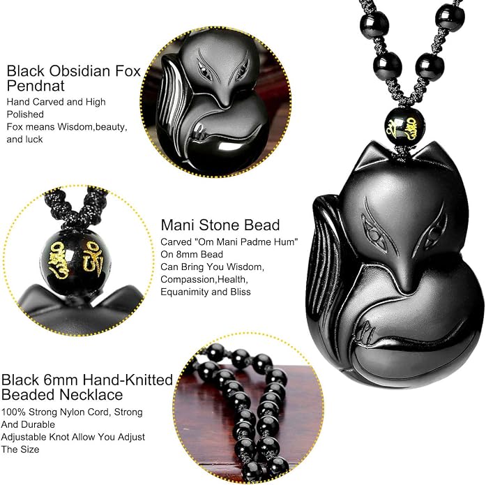Top Plaza Bundle – 2 Items: 7 Chakra Bracelet & Black Obsidian Fox Necklace