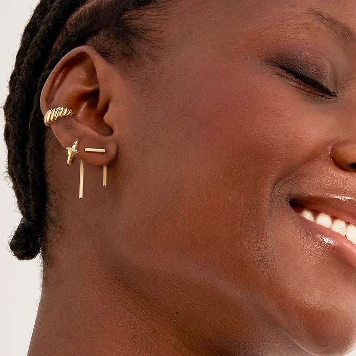 MYEARS Women Ear Cuff Earring Gold Non Pierced Ear Cartilage Clip on Wrap Hoop 14K Gold Filled Tiny Boho Beach Simple Minimalist Delicate Handmade Hypoallergenic Jewelry Gift-Sold as Single/Pair