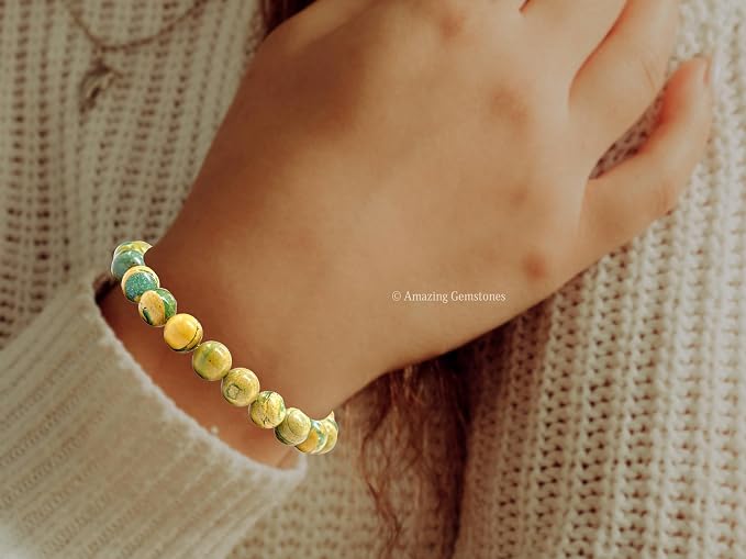 Amazing Gemstone Muscovite Bracelet for Women Men's Gifts - Protection Healing Crystal Bracelet - 8mm Gemstones Beaded Adjustable Bracelet Pulseras para Hombres Mujer Stocking Stuffers