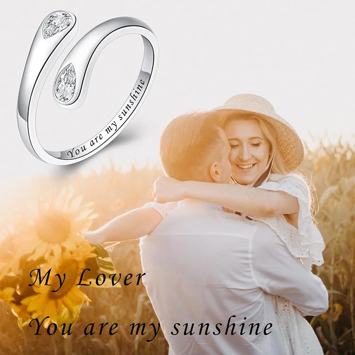 Fookduoduo 925 Sterling Silver Ring Inspirational Jewelry adjustable Wrap Open Rings for Women