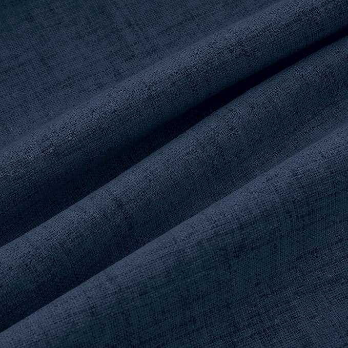 MIULEE 100% Blackout Linen Curtains 42 x 72 Inch Midnight Blue 2 Panels | Thermal Insulated, Room Darkening Drapes for Bedroom Living Room, Back Tab Rod Pocket Pinch Pleated, Solid Luxury Decor
