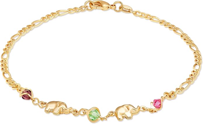 Barzel 18K Gold Plated Elephant Anklet For Women - Made In Brazil