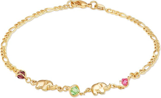 Barzel 18K Gold Plated Elephant Anklet For Women - Made In Brazil
