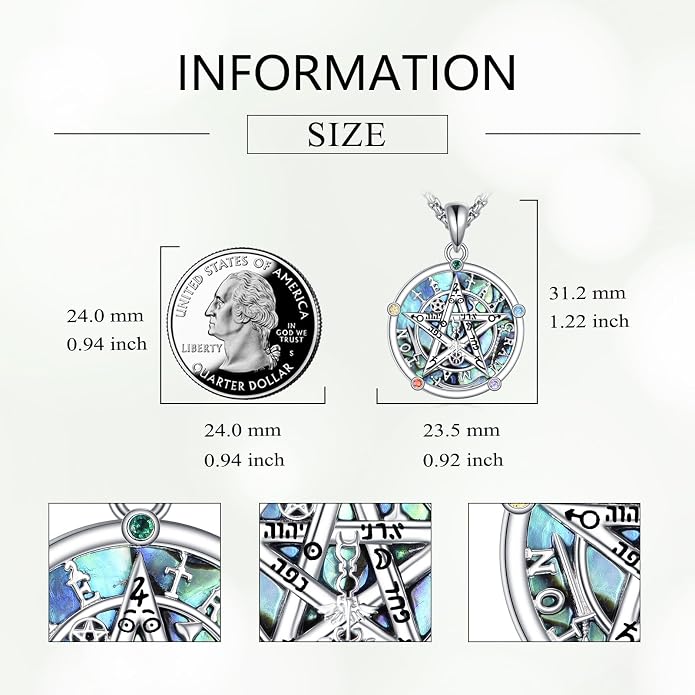 Birthstone Pentagram Necklace for Women 925 Sterling Silver Pentacle Daisy Pendant Pentacle Jewelry Birthday Gifts