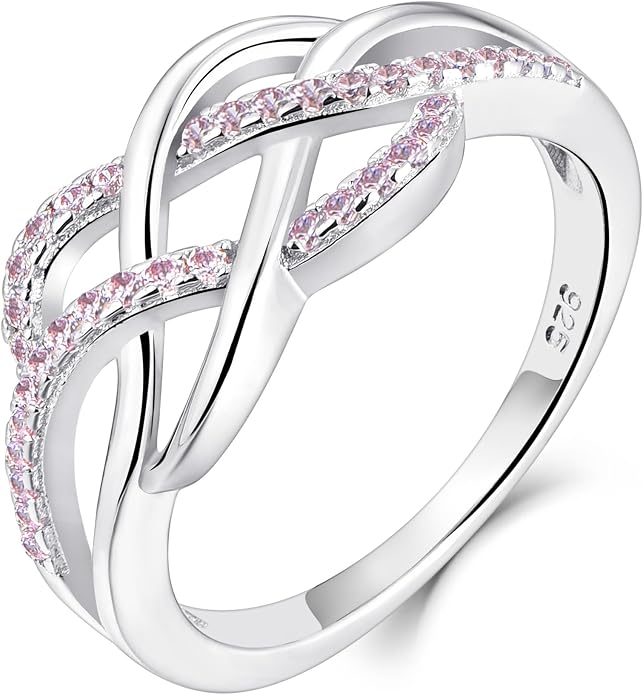 YL Celtic Knot Rings 925 Sterling Silver Twisted Knot Ring Birthstone Infinity Statement Jewelry for Women-size5