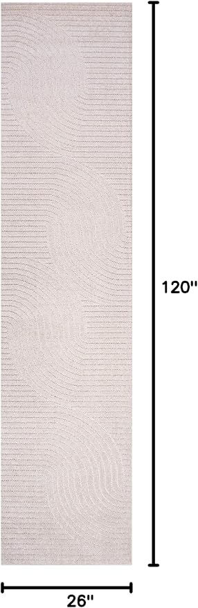 JONATHAN Y Hallie High-Low Curve Ivory/Cream Indoor/Outdoor Runner Rug, 2x10, Minimalist, Pet Friendly, Non-Shedding, Stain Resistant, Hose-Washable for Backyard, Patio, Porch (SCN100B-210)