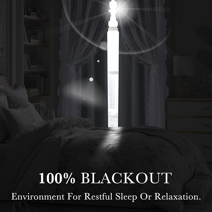 PONY DANCE 100% Blackout Curtains for Girl's Bedroom, Double Layer Grommet Curtain 84 inch Long with Sheer Overlay for Living Room, Nursery Kids Toddler Room Decor, White, 52" W x 84" L, 2 Panels