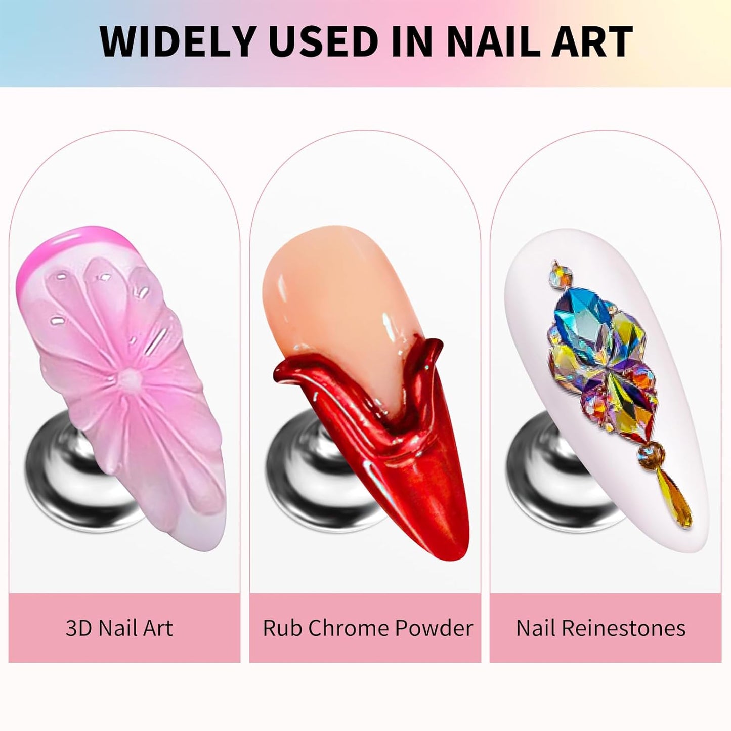 DRMODE 3D Nail Gel and Chrome Nail Powder Kit, Christmas Red Green Metallic Mirror Nail Chrome Powder Glitter, 3 in 1 No Wipe Clear 3D Sculpting Gel for Nail Art Carving Molding Rhinestone Glue 15g