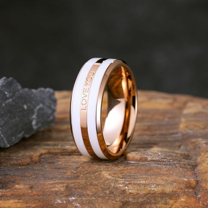 King Will 316L Stainless Steel Wedding Ring for Men Women, 2mm-8mm Width Black/Silver/Gold Wdding Band Laser I Love You Multic Style,Comfort Fit Size 4-16
