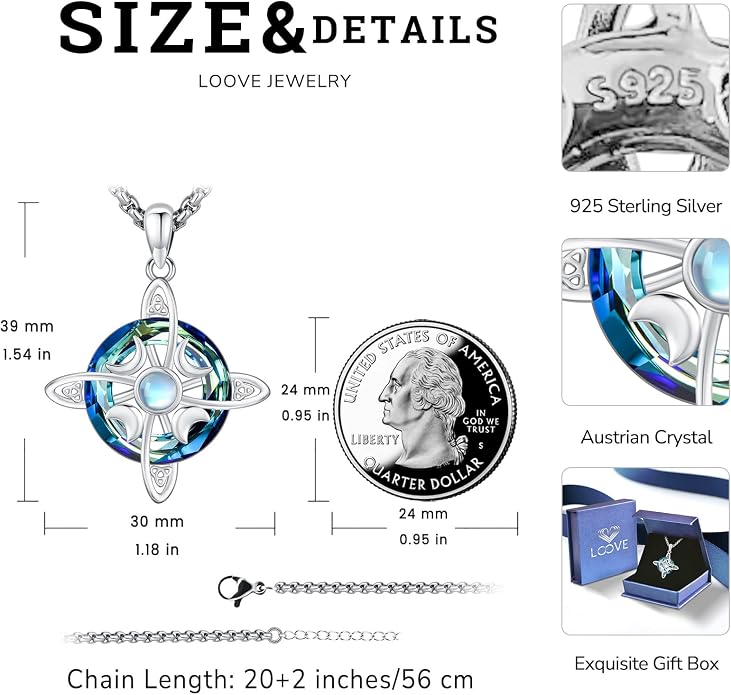 Pentagram/Celtic Knot/Witches Knot/Santa Muerte/Triple Moon Goddess/Baphomet/Hecate Necklace Sterling Silver Magic Wiccan Amulet Pagan Jewelry for Women Men
