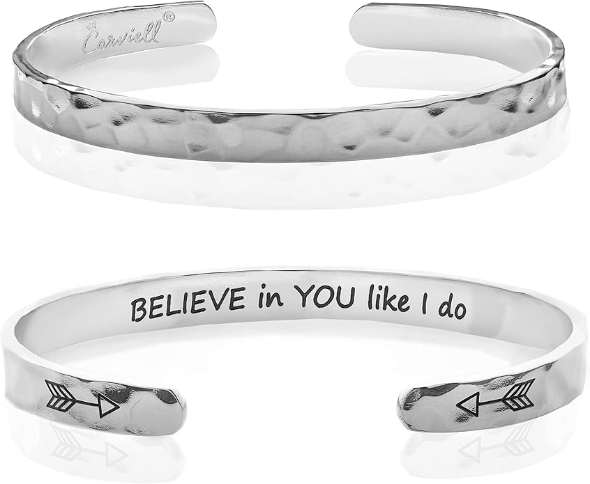 Carviell Bracelet - Gifts for Women – Inspirational, Friendship, Love, Mom, Daughter, Sister, Christian, Graduation, Memorial & Wedding Gifts – 100+ Phrases – Stainless Steel, Gift-Ready