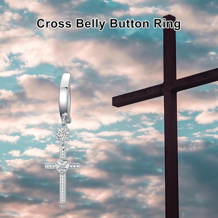 Butterfly Cross Shark Belly Button Ring 925 Sterling Silver Clicker Belly Rings Dangle Navel Ring Hypoallergenic Navel Piercing Belly Piercing Jewelry Gifts for Women