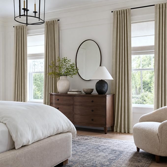 100% Blackout Shield Linen Blackout Curtains for Bedroom 96 Inches Long, Back Tab/Rod Pocket Living Room Drapes, Thermal Insulated Blackout Curtains 2 Panels Set, 50" W x 96" L, Plaza Taupe