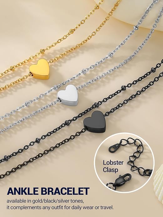PROSTEEL Gold/Silver Anklets for Women Waterproof, 14K Gold Plated Ankle Bracelet Non Tarnish, Jewelry Gifts Adjustable